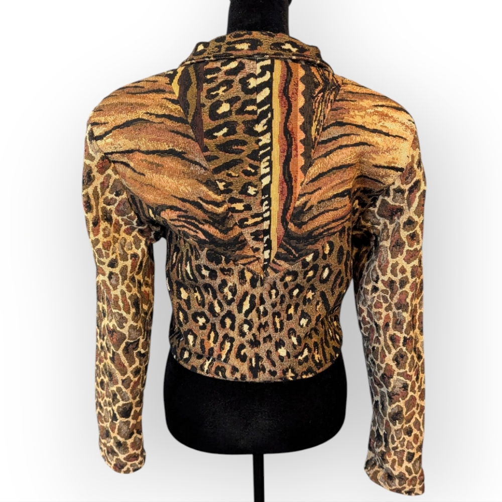 Vintage 1980s Villa Factory Cheetah Tiger Print Blazer Jacket - Picture 2 of 8